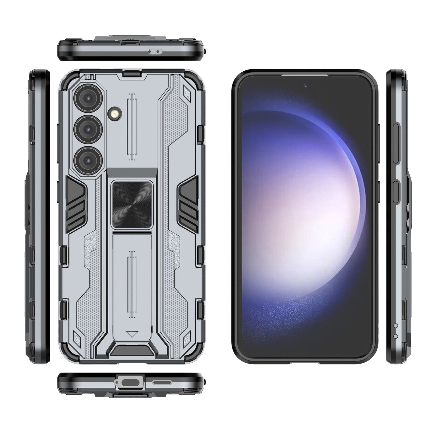 For Samsung Galaxy S24 Case Kickstand Rugged Protective Phone Cover - Grey