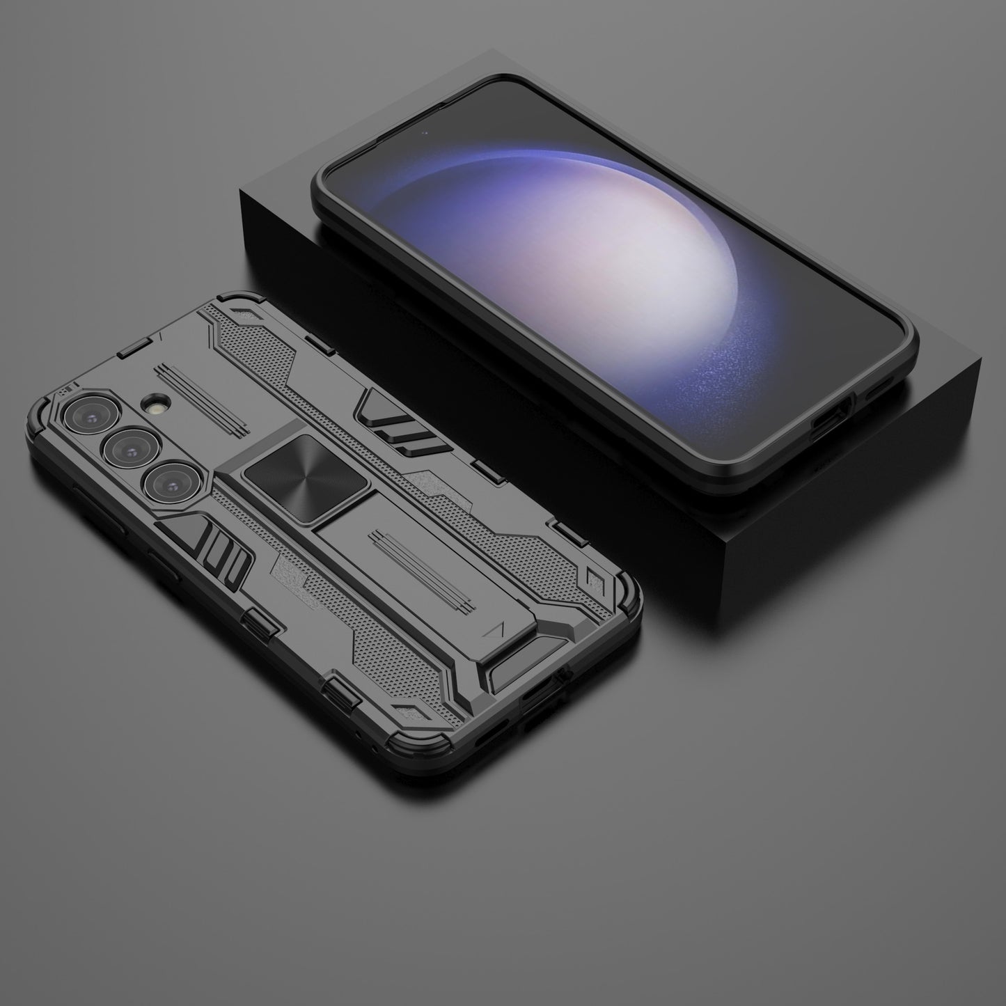 For Samsung Galaxy S24 Case Kickstand Rugged Protective Phone Cover - Black