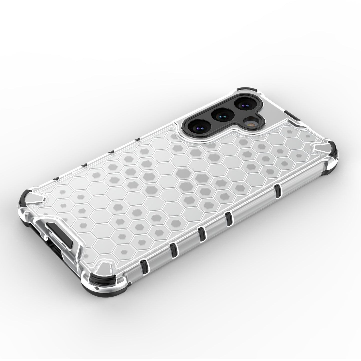 For Samsung Galaxy S24+ Case Reinforced Corner Phone Cover with Honeycomb Design - Grey