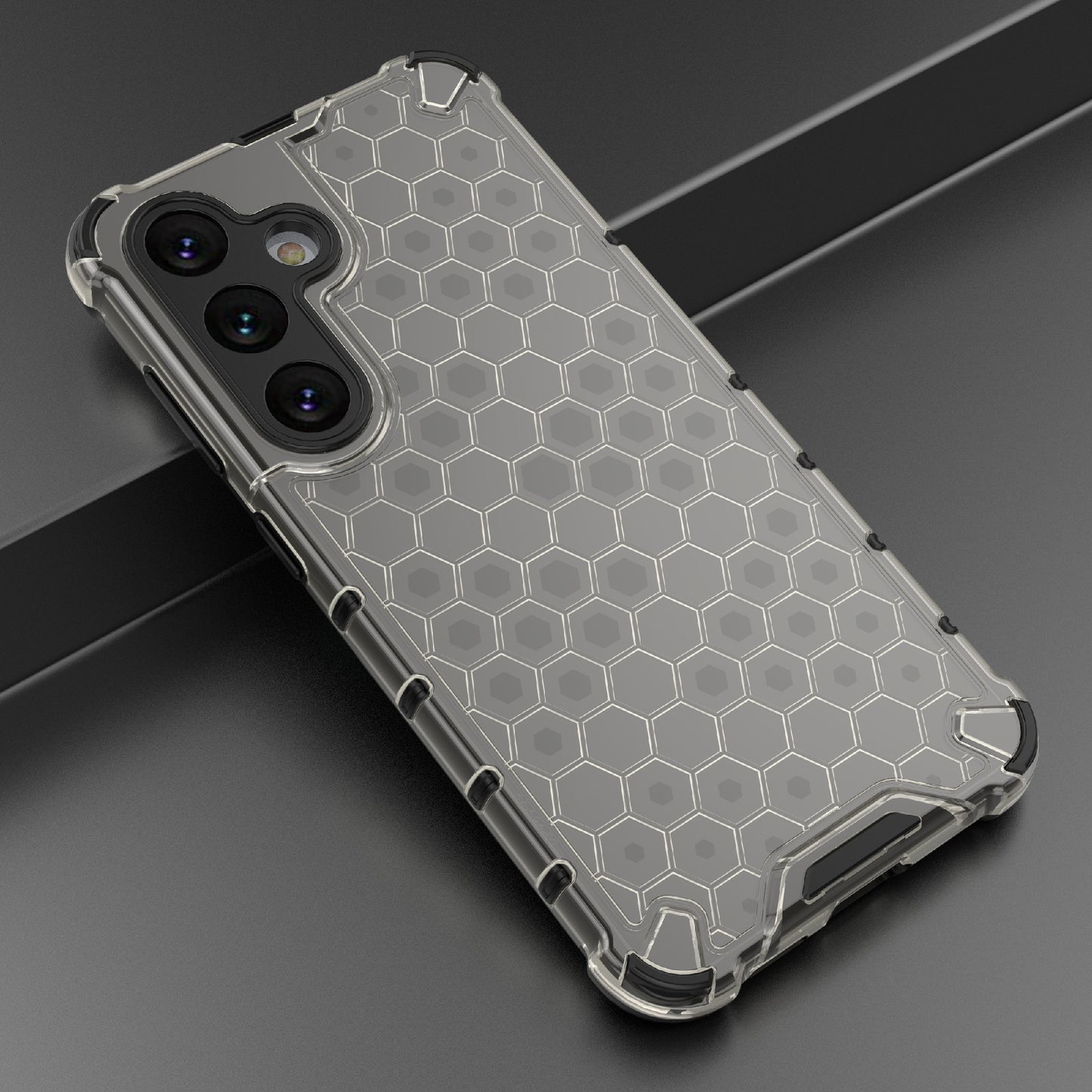 For Samsung Galaxy S24+ Case Reinforced Corner Phone Cover with Honeycomb Design - Black
