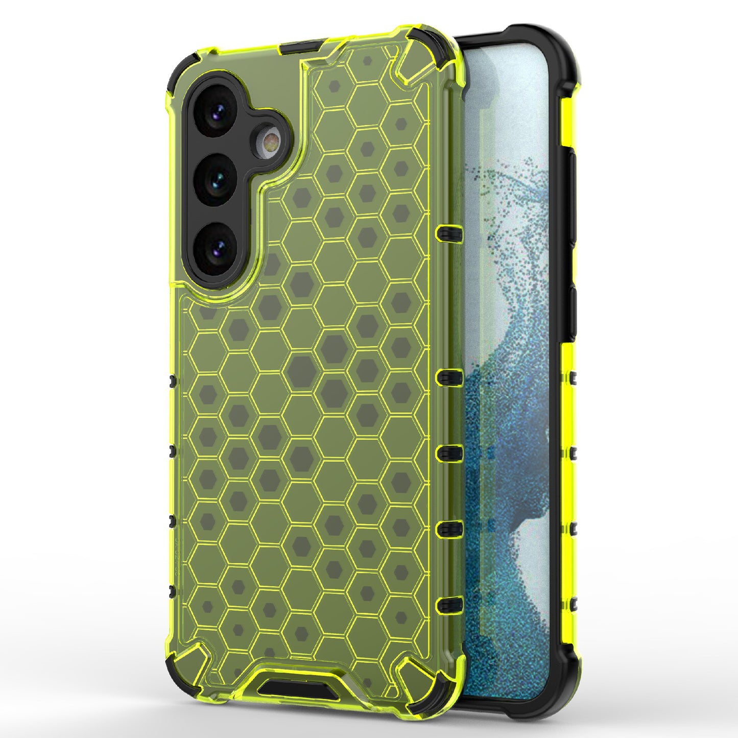 For Samsung Galaxy S24+ Case Reinforced Corner Phone Cover with Honeycomb Design - Green