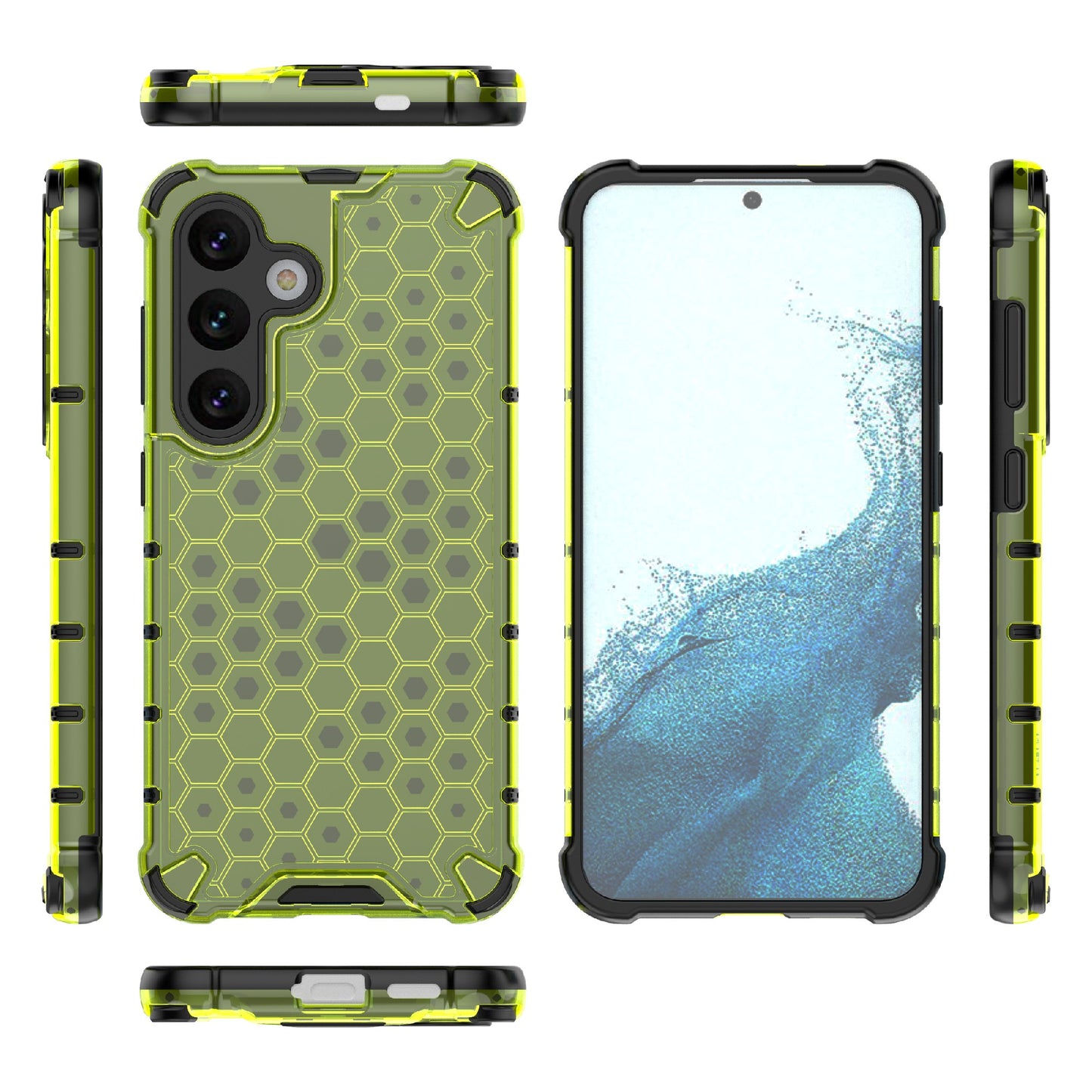 For Samsung Galaxy S24 Case TPU+PC Honeycomb Design Phone Cover - Green