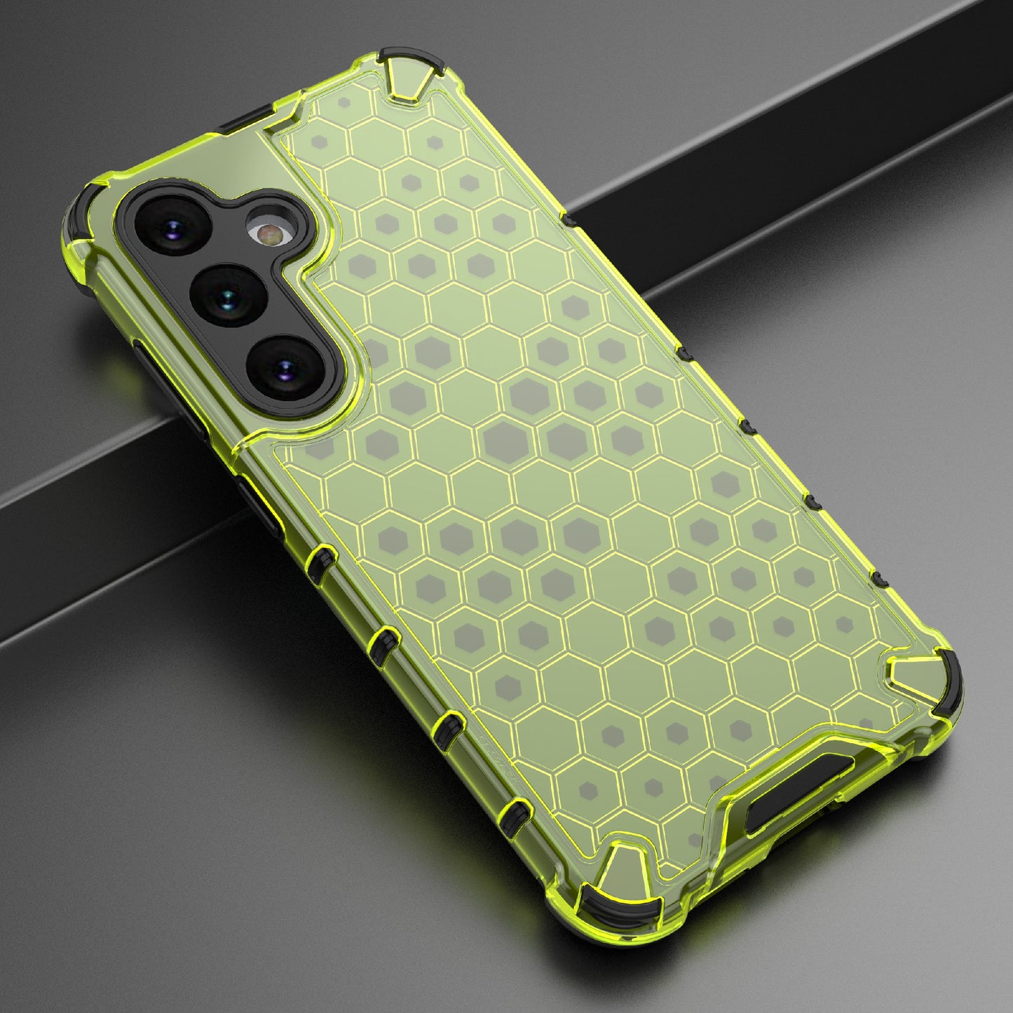 For Samsung Galaxy S24 Case TPU+PC Honeycomb Design Phone Cover - Green