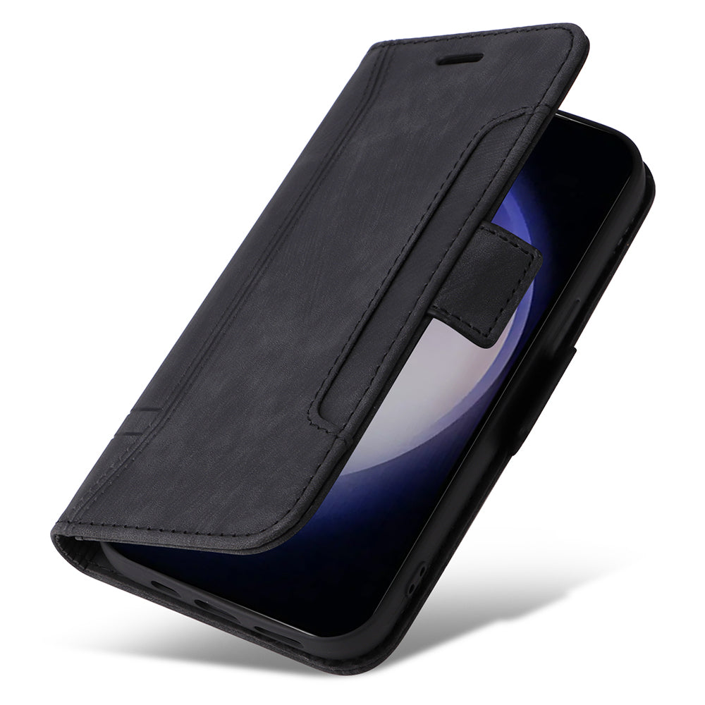 BETOPNICE 001 for Samsung Galaxy S24 Case Leather Wallet Flip Protective Phone Cover - Black