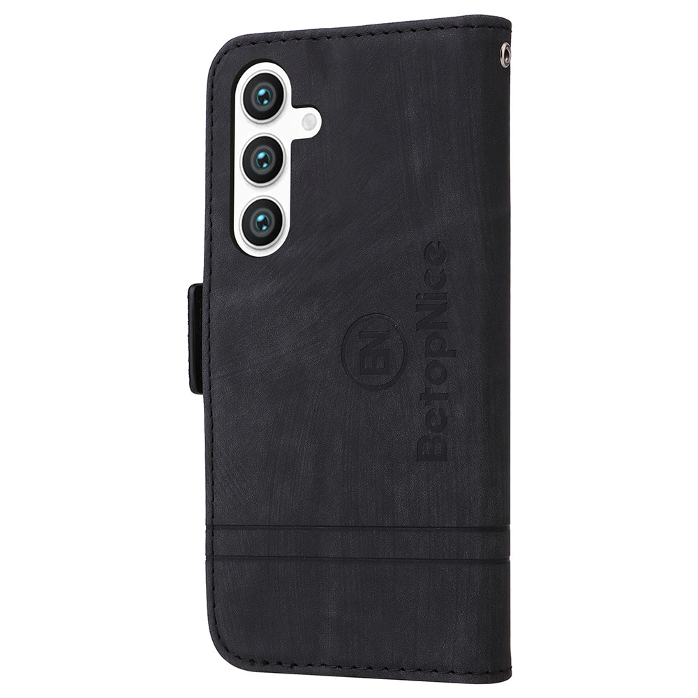 BETOPNICE 001 for Samsung Galaxy S24 Case Leather Wallet Flip Protective Phone Cover - Black