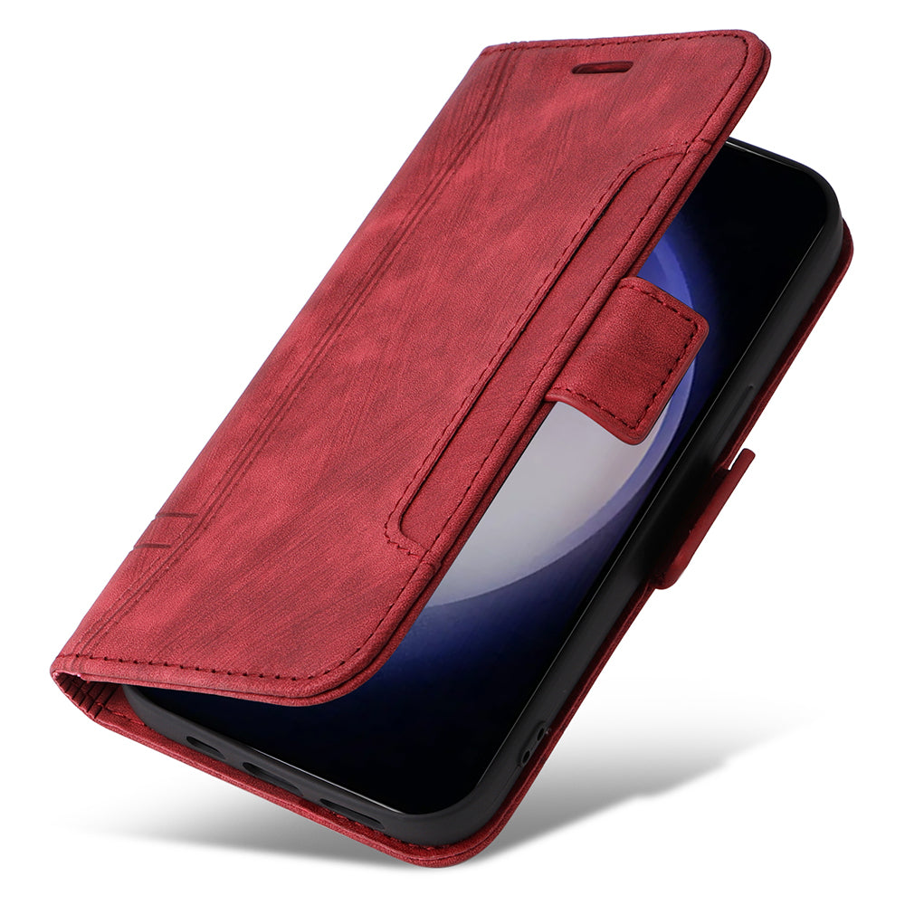 BETOPNICE 001 for Samsung Galaxy S24 Case Leather Wallet Flip Protective Phone Cover - Red