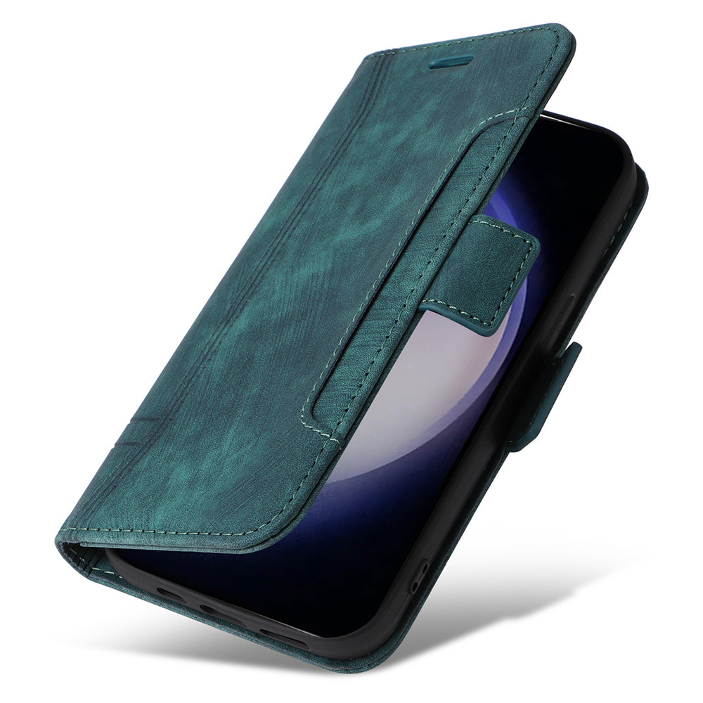 BETOPNICE 001 for Samsung Galaxy S24 Case Leather Wallet Flip Protective Phone Cover - Green
