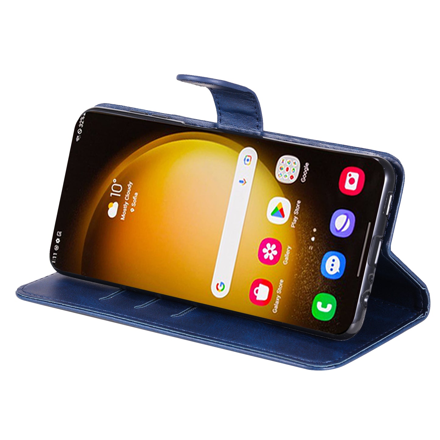For Samsung Galaxy S24 Ultra Case PU Leather Zipper Wallet Phone Cover - Blue