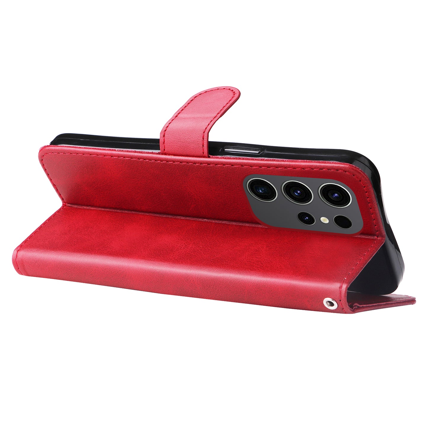 For Samsung Galaxy S24 Ultra Case PU Leather Zipper Wallet Phone Cover - Red