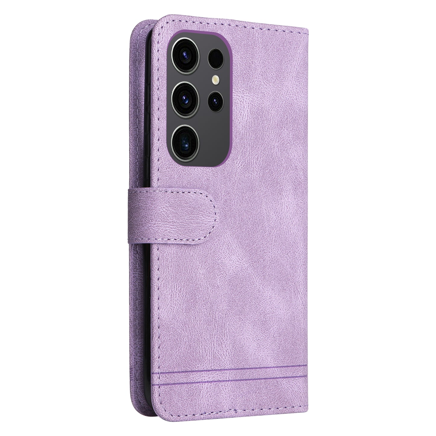 For Samsung Galaxy S24 Ultra Case Skin-touch Leather Imprinted Phone Cover - Purple
