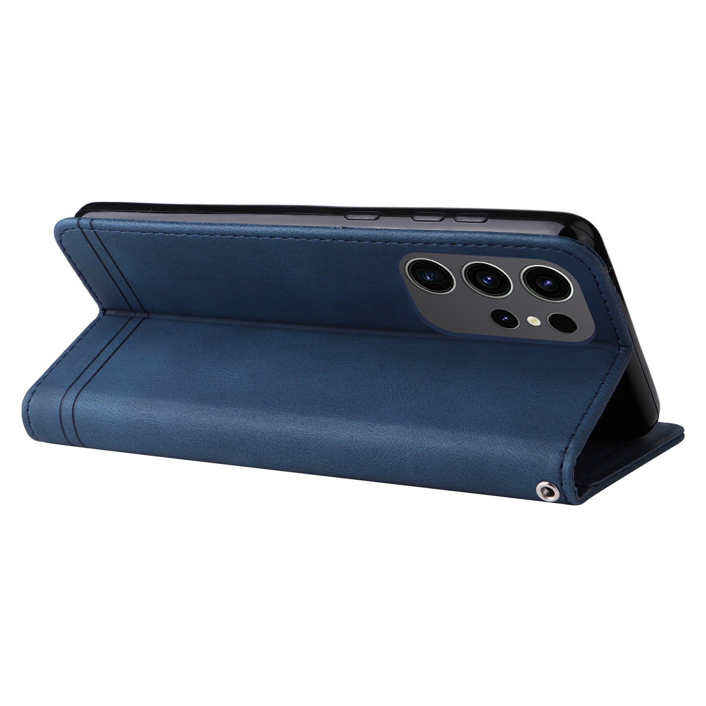 For Samsung Galaxy S24 Ultra Case Skin-touch Leather Imprinted Phone Cover - Blue