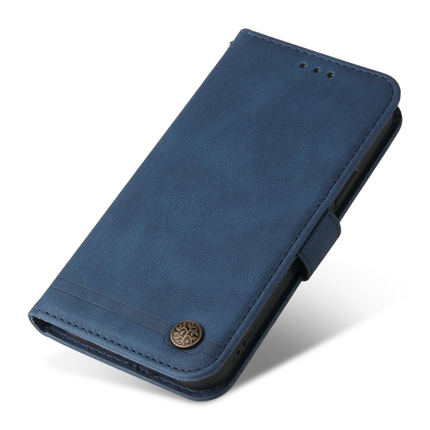For Samsung Galaxy S24 Ultra Case Skin-touch Leather Imprinted Phone Cover - Blue