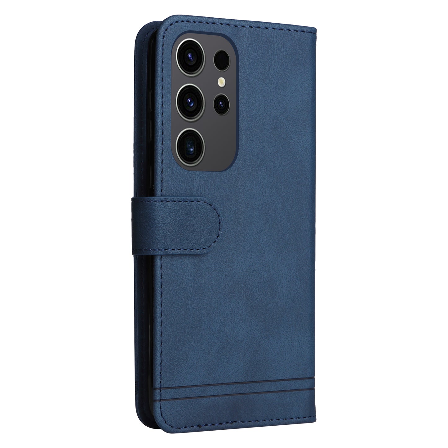 For Samsung Galaxy S24 Ultra Case Skin-touch Leather Imprinted Phone Cover - Blue
