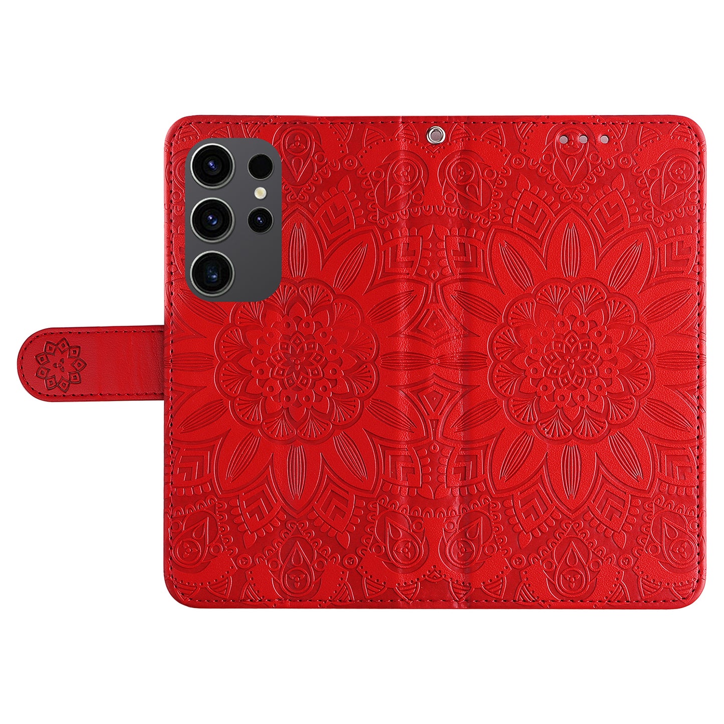 For Samsung Galaxy S24 Ultra Case Leather Wallet Flip Protective Phone Cover - Red