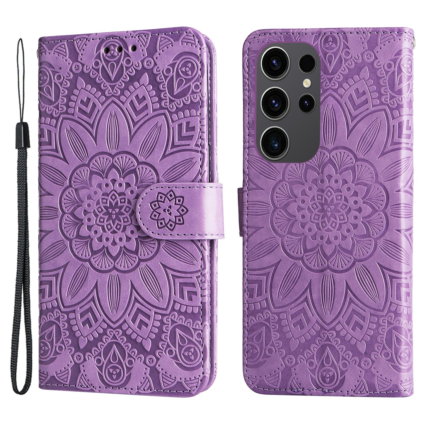 For Samsung Galaxy S24 Ultra Case Leather Wallet Flip Protective Phone Cover - Purple