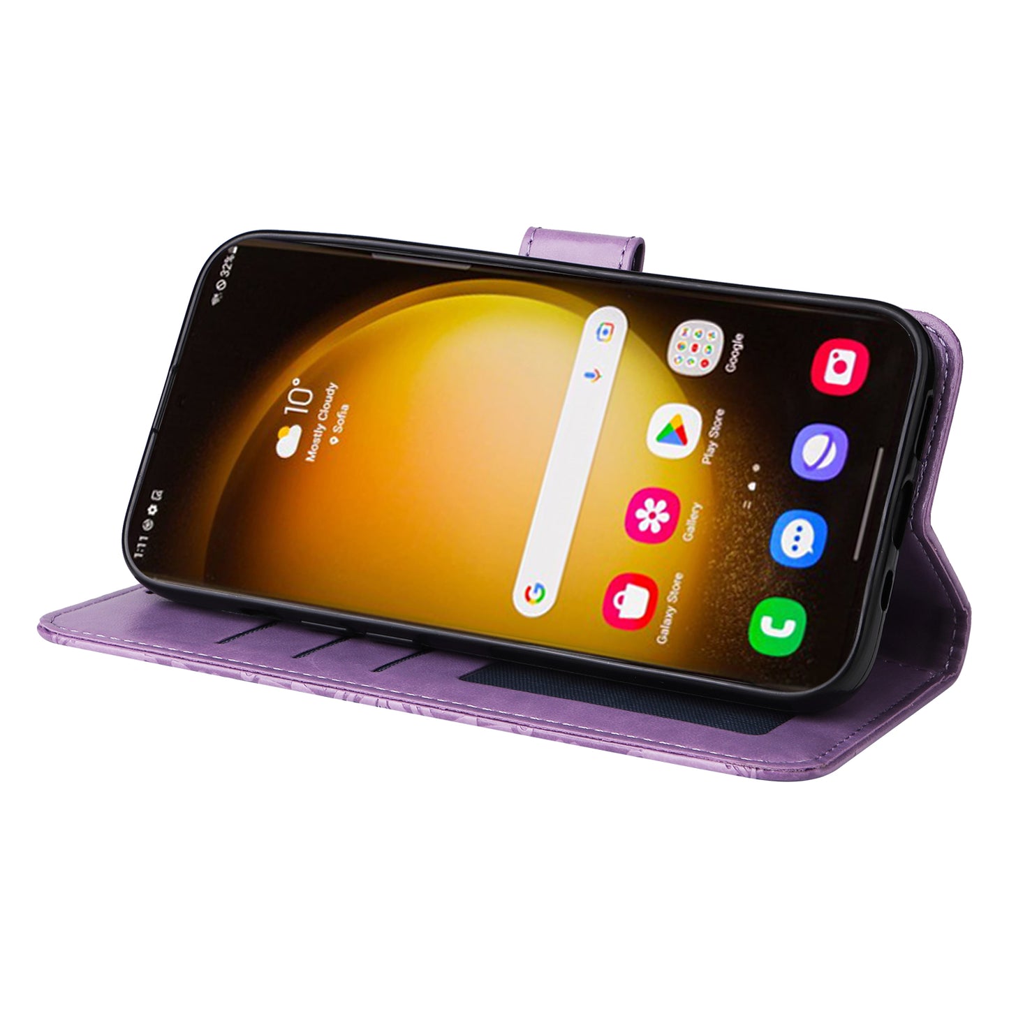 For Samsung Galaxy S24 Ultra Case Leather Wallet Flip Protective Phone Cover - Purple