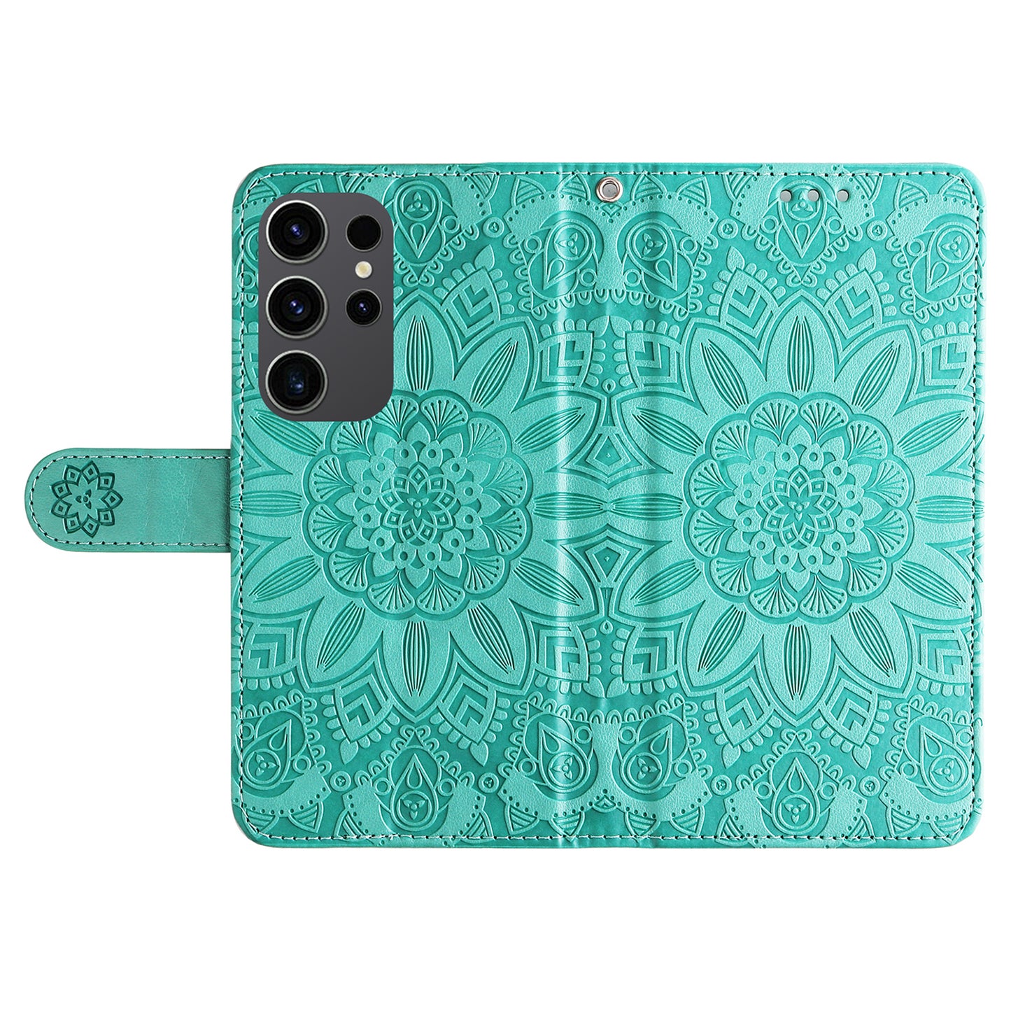 For Samsung Galaxy S24 Ultra Case Leather Wallet Flip Protective Phone Cover - Green