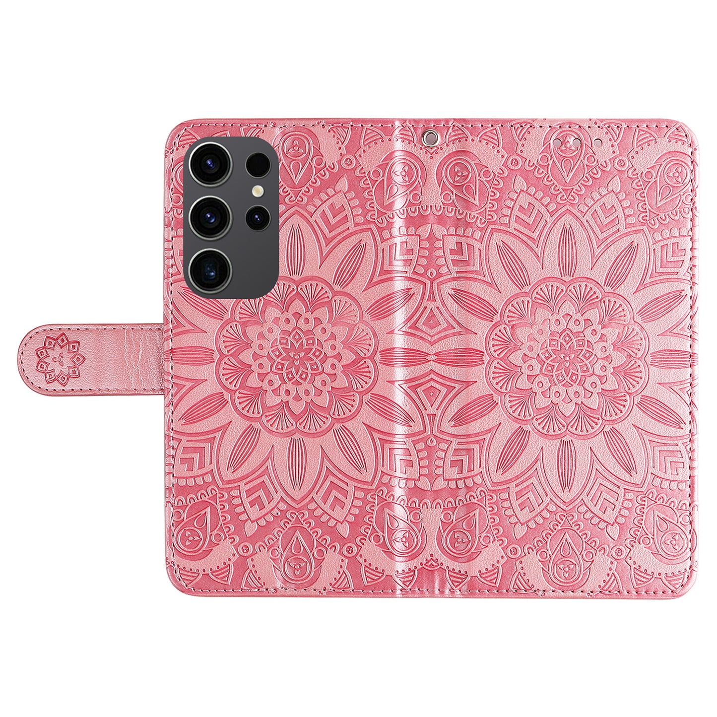For Samsung Galaxy S24 Ultra Case Leather Wallet Flip Protective Phone Cover - Pink