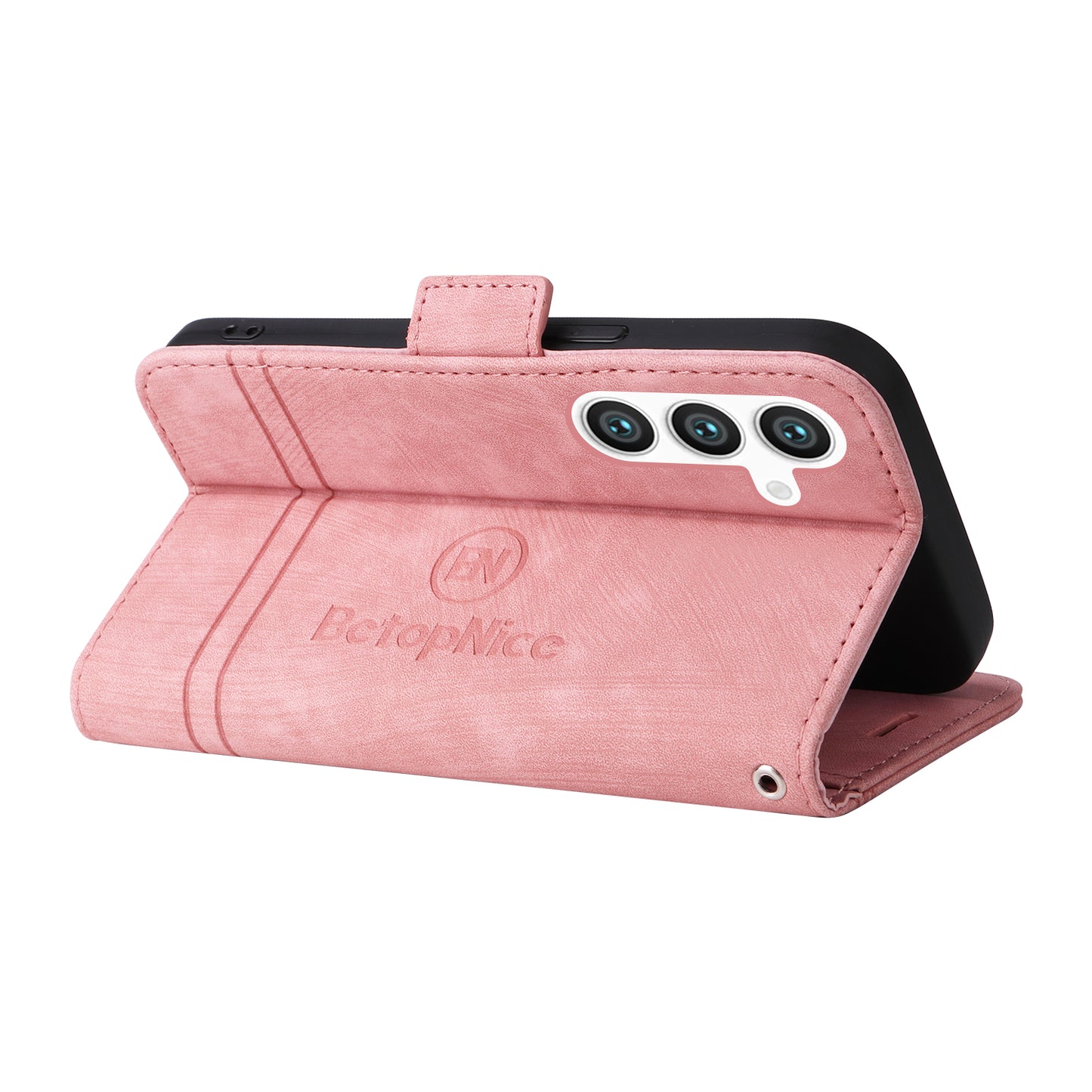 BETOPNICE 001 for Samsung Galaxy S24+ Case Magnetic Flip PU Leather Phone Cover - Pink