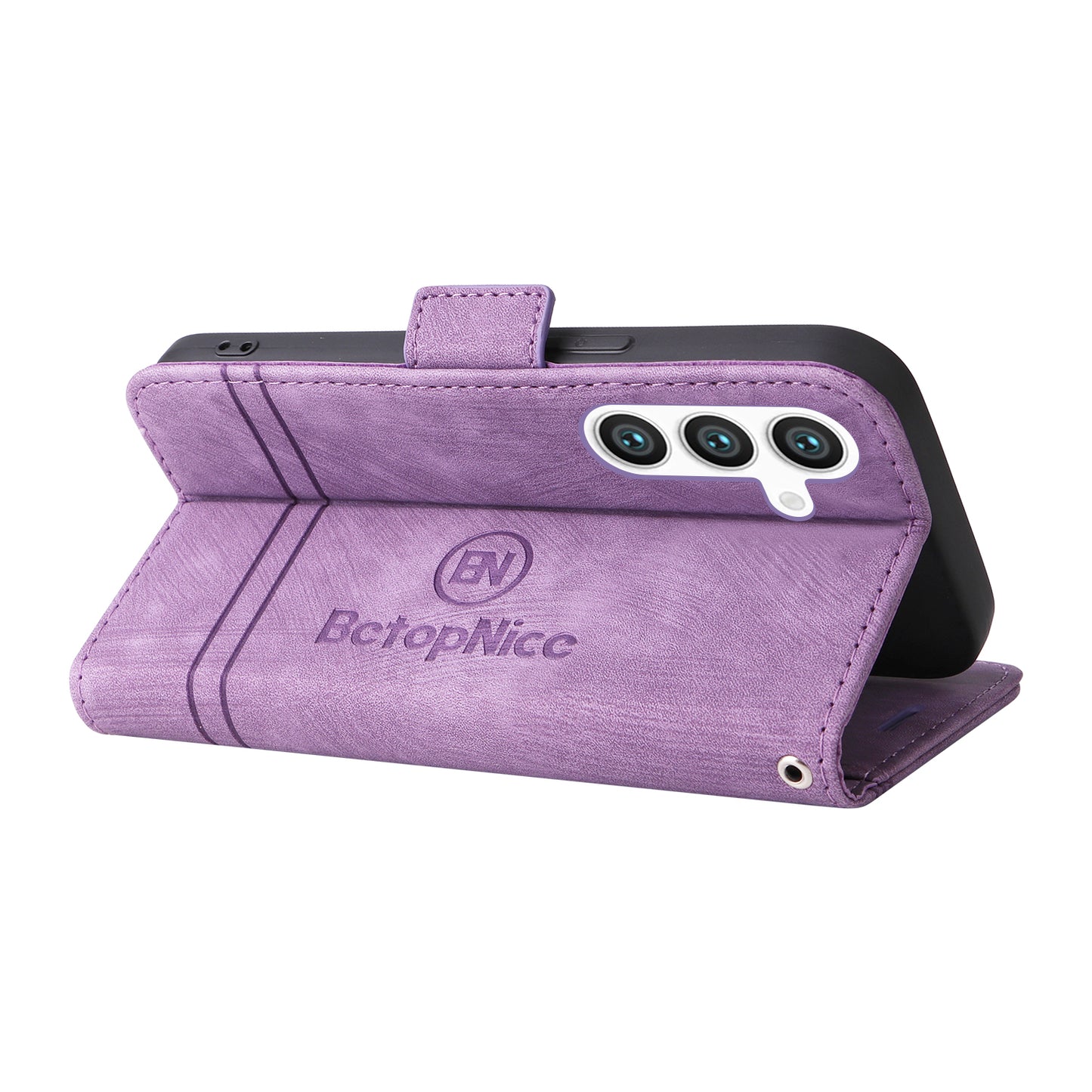 BETOPNICE 001 for Samsung Galaxy S24+ Case Magnetic Flip PU Leather Phone Cover - Purple