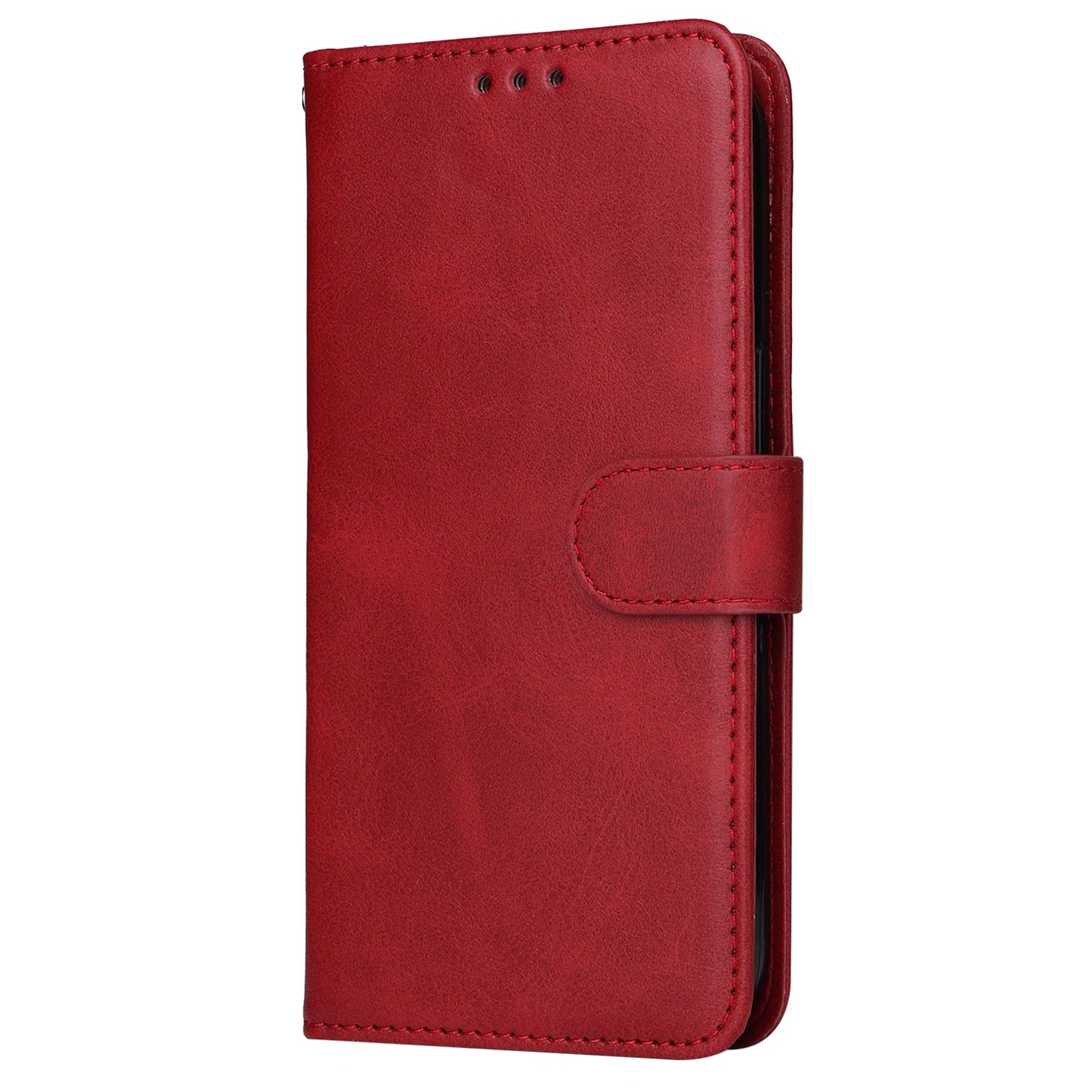 For Samsung Galaxy S24 Case PU Leather Calf Texture Stand Folio Phone Cover - Red