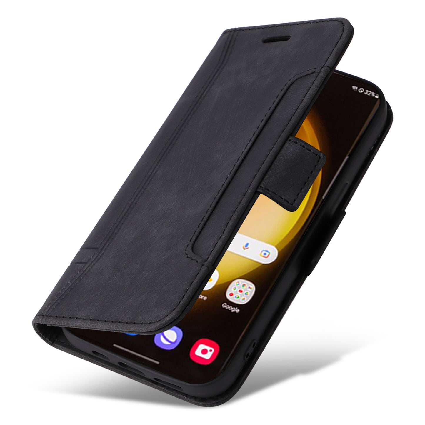 BETOPNICE 001 for Samsung Galaxy S24 Ultra Case PU Leather Stand Wallet Phone Cover - Black