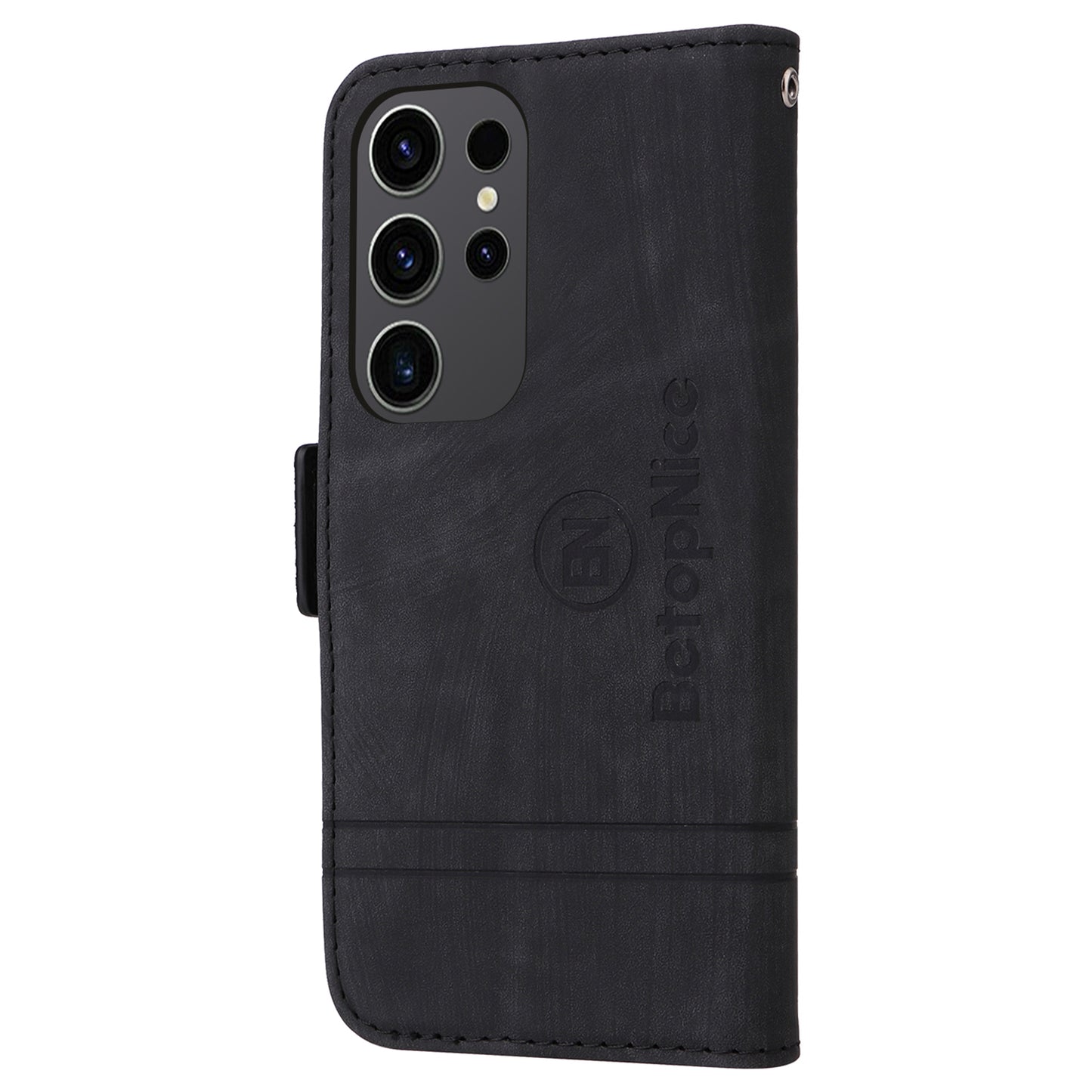 BETOPNICE 001 for Samsung Galaxy S24 Ultra Case PU Leather Stand Wallet Phone Cover - Black