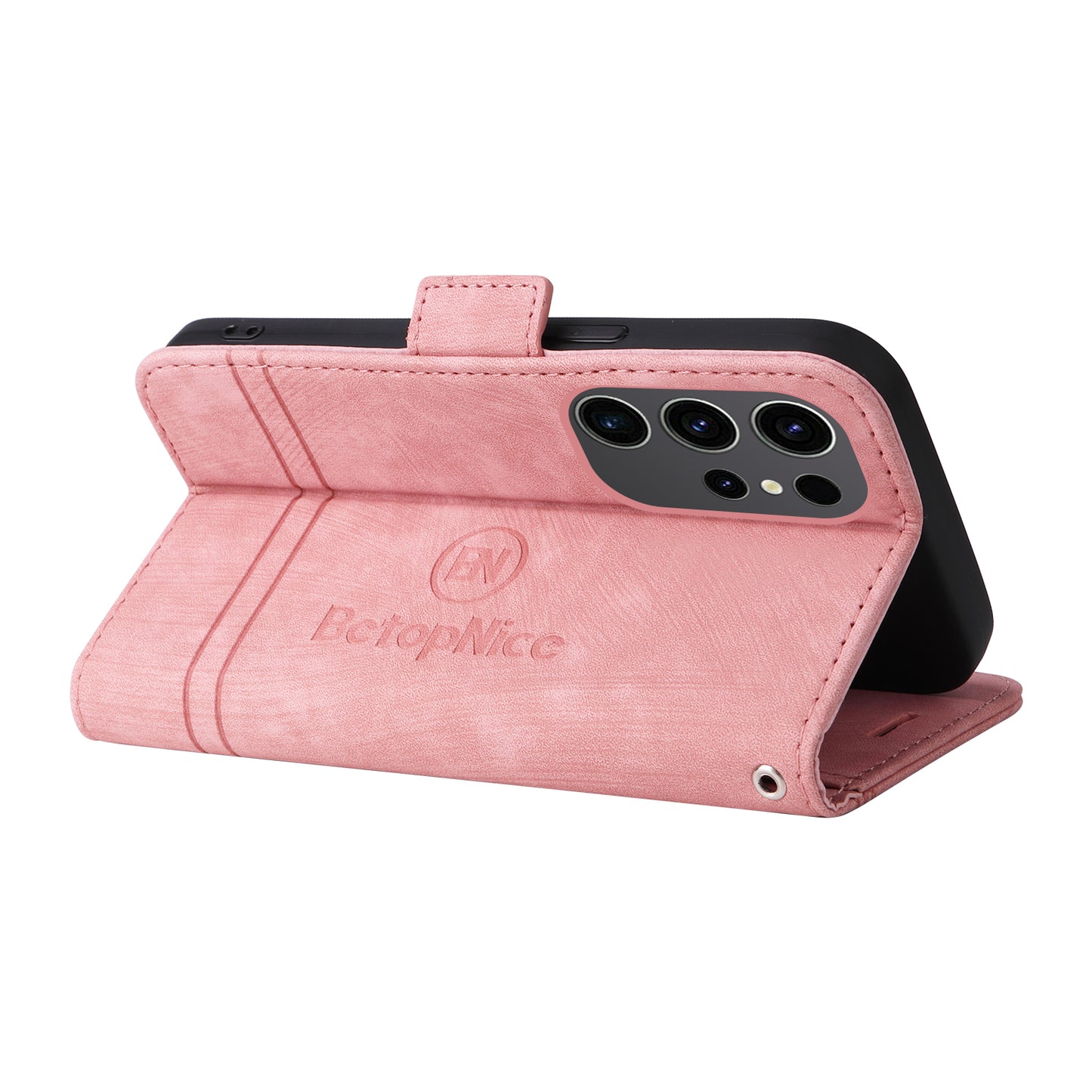 BETOPNICE 001 for Samsung Galaxy S24 Ultra Case PU Leather Stand Wallet Phone Cover - Pink