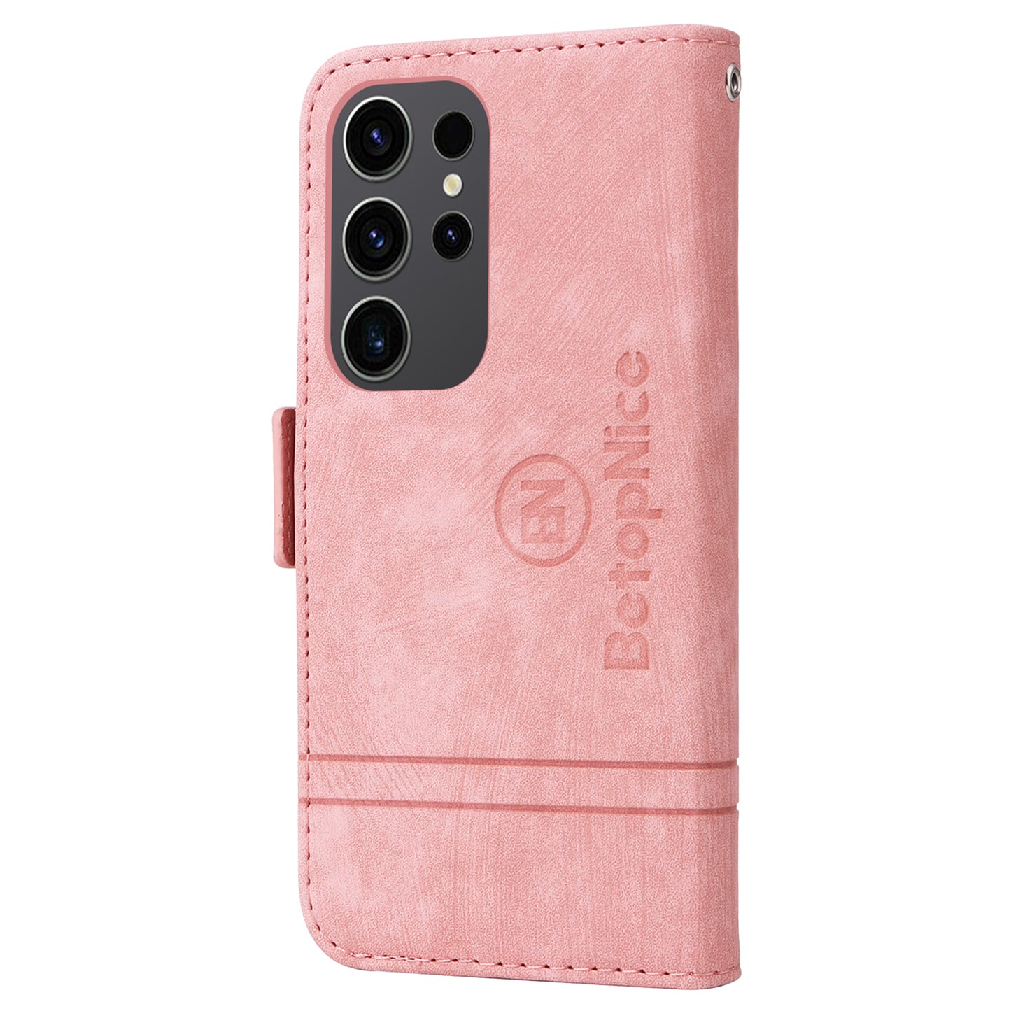 BETOPNICE 001 for Samsung Galaxy S24 Ultra Case PU Leather Stand Wallet Phone Cover - Pink