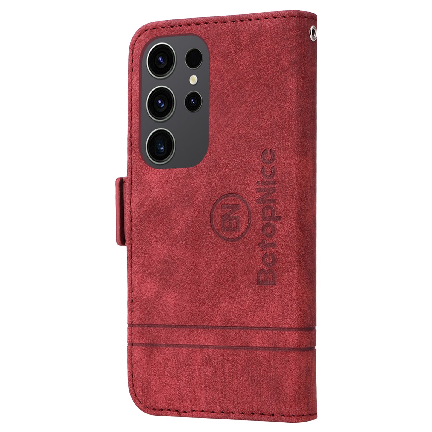 BETOPNICE 001 for Samsung Galaxy S24 Ultra Case PU Leather Stand Wallet Phone Cover - Red