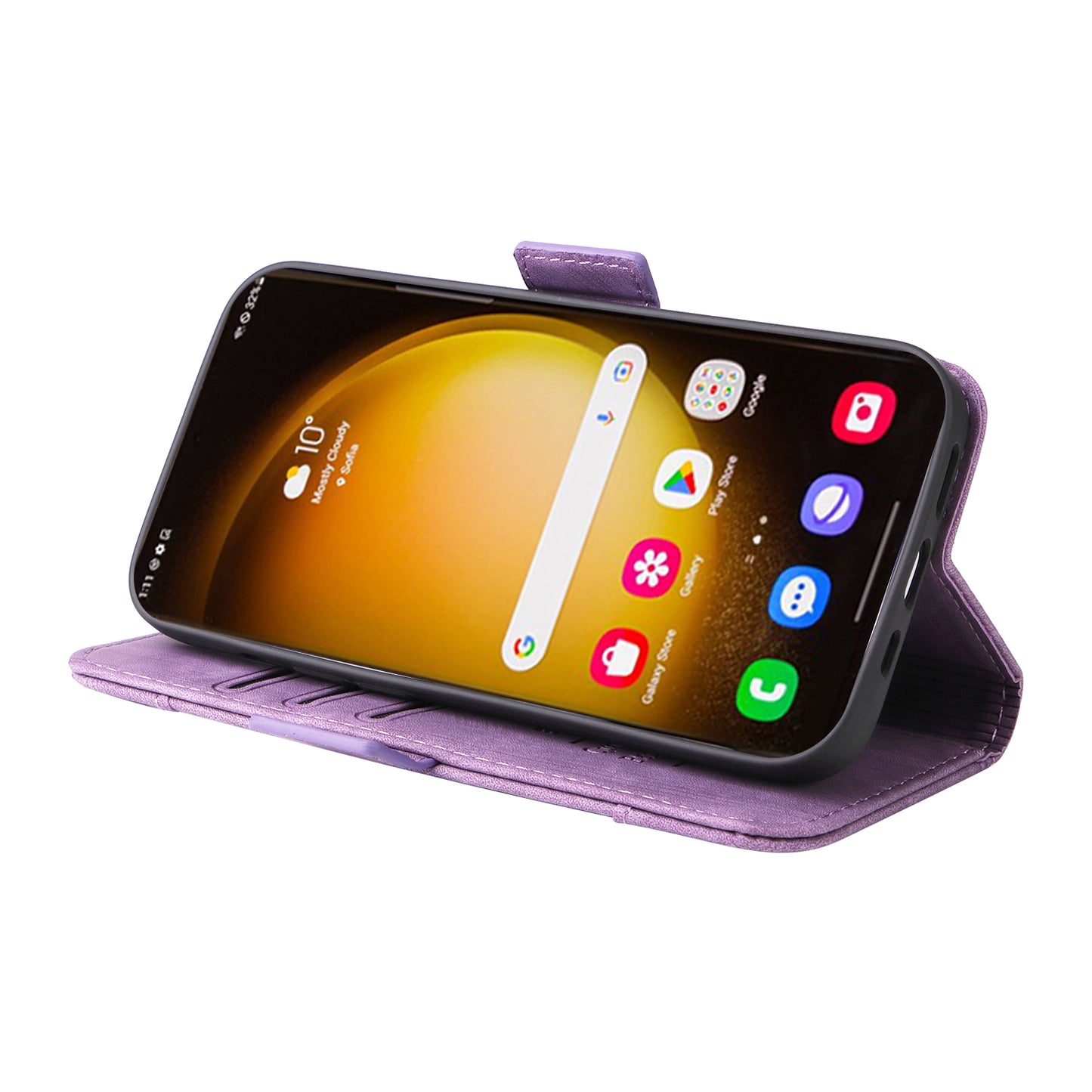 BETOPNICE 001 for Samsung Galaxy S24 Ultra Case PU Leather Stand Wallet Phone Cover - Purple