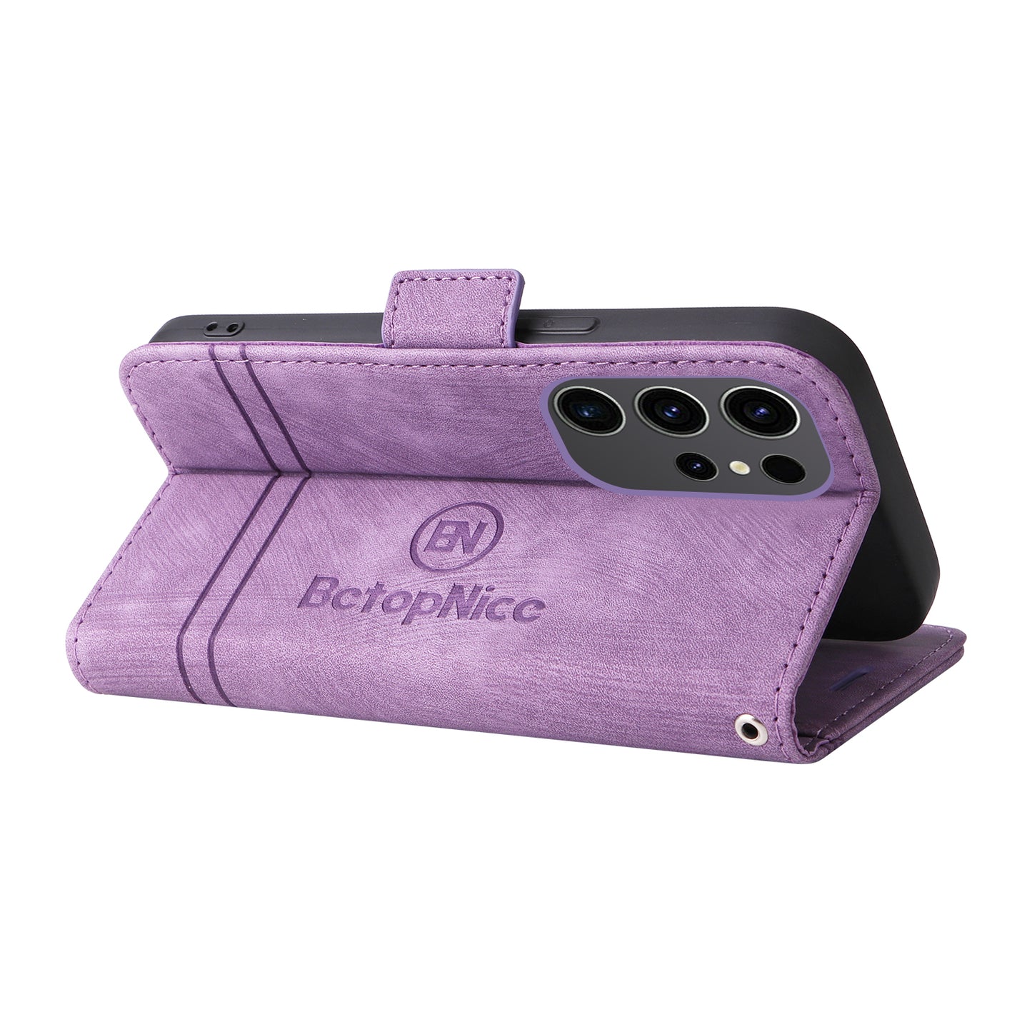 BETOPNICE 001 for Samsung Galaxy S24 Ultra Case PU Leather Stand Wallet Phone Cover - Purple