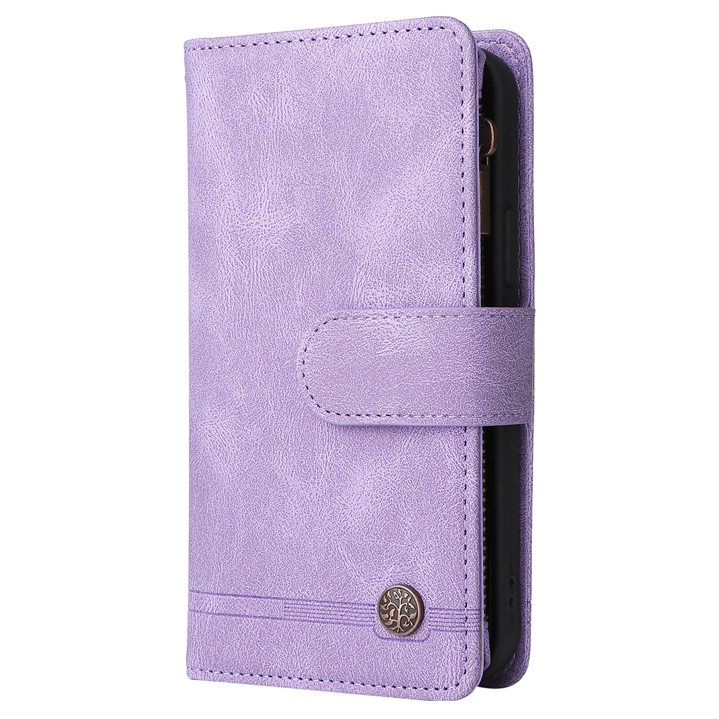 For Samsung Galaxy S24+ Case Multi Card Holder Zipper Phone Cover - Purple
