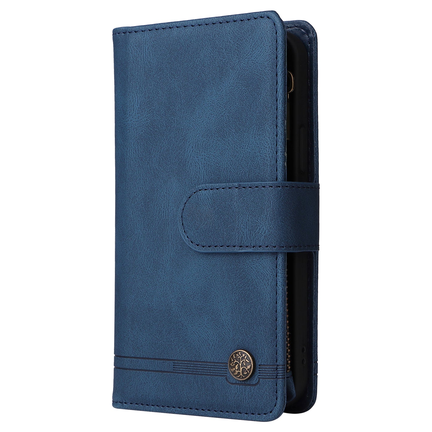For Samsung Galaxy S24+ Case Multi Card Holder Zipper Phone Cover - Blue