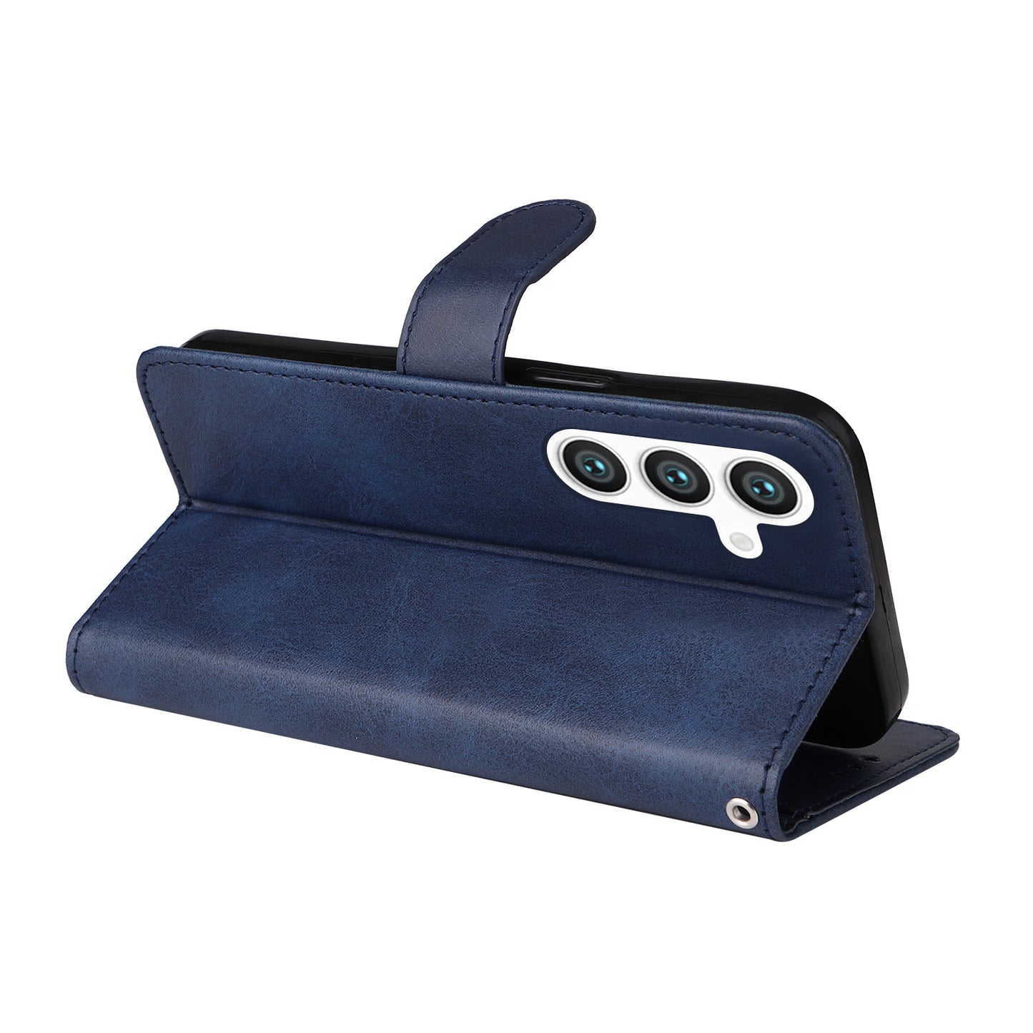 For Samsung Galaxy S24+ Case Wallet PU Leather Calf Texture Phone Cover - Blue
