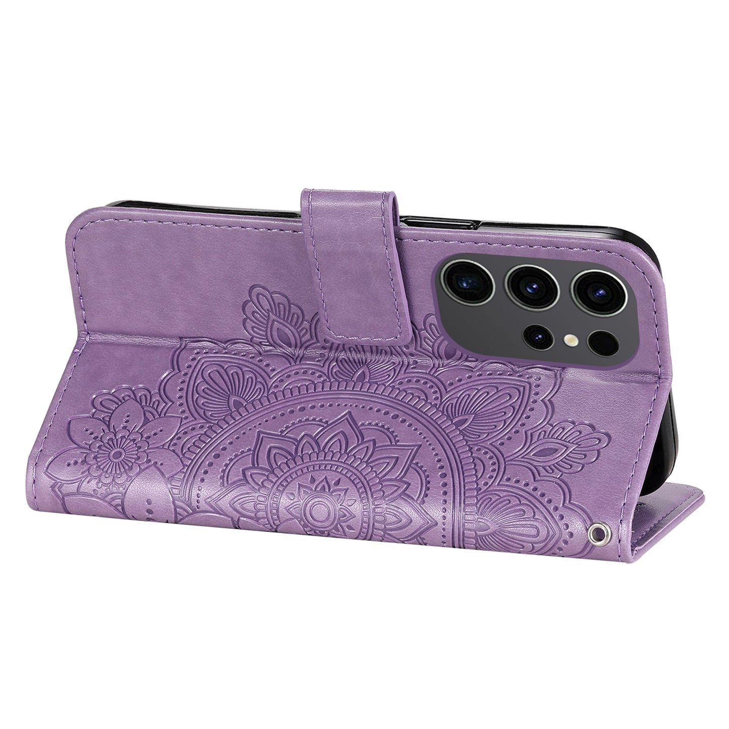 For Samsung Galaxy S24 Ultra Case Wallet PU Leather Magnetic Flip Folio Phone Cover - Purple