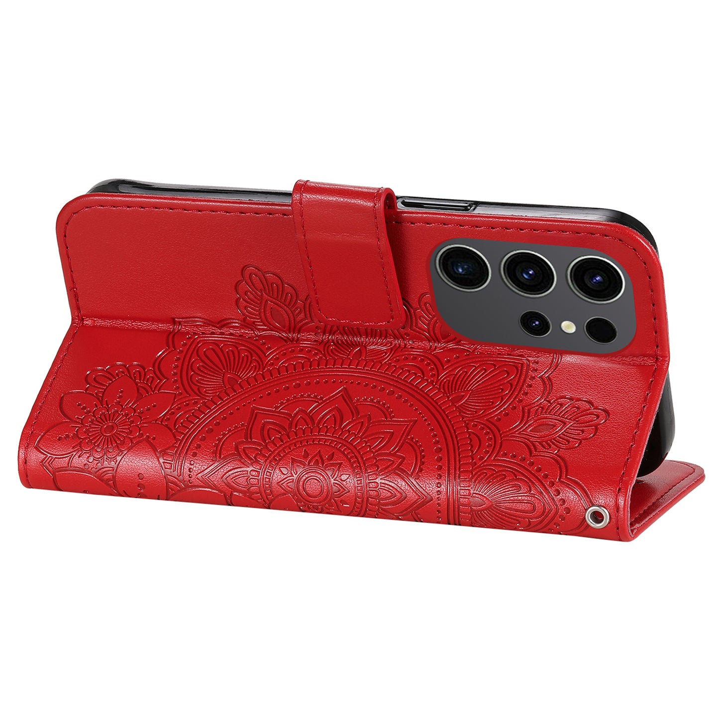 For Samsung Galaxy S24 Ultra Case Wallet PU Leather Magnetic Flip Folio Phone Cover - Red