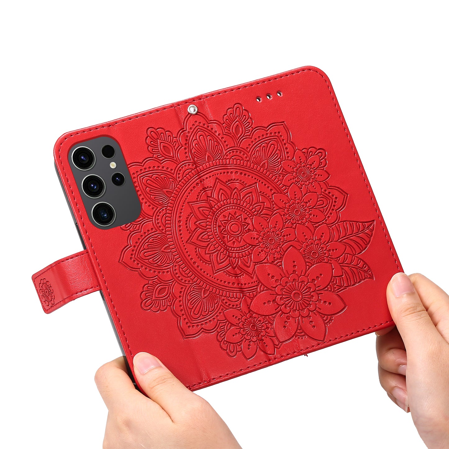 For Samsung Galaxy S24 Ultra Case Wallet PU Leather Magnetic Flip Folio Phone Cover - Red