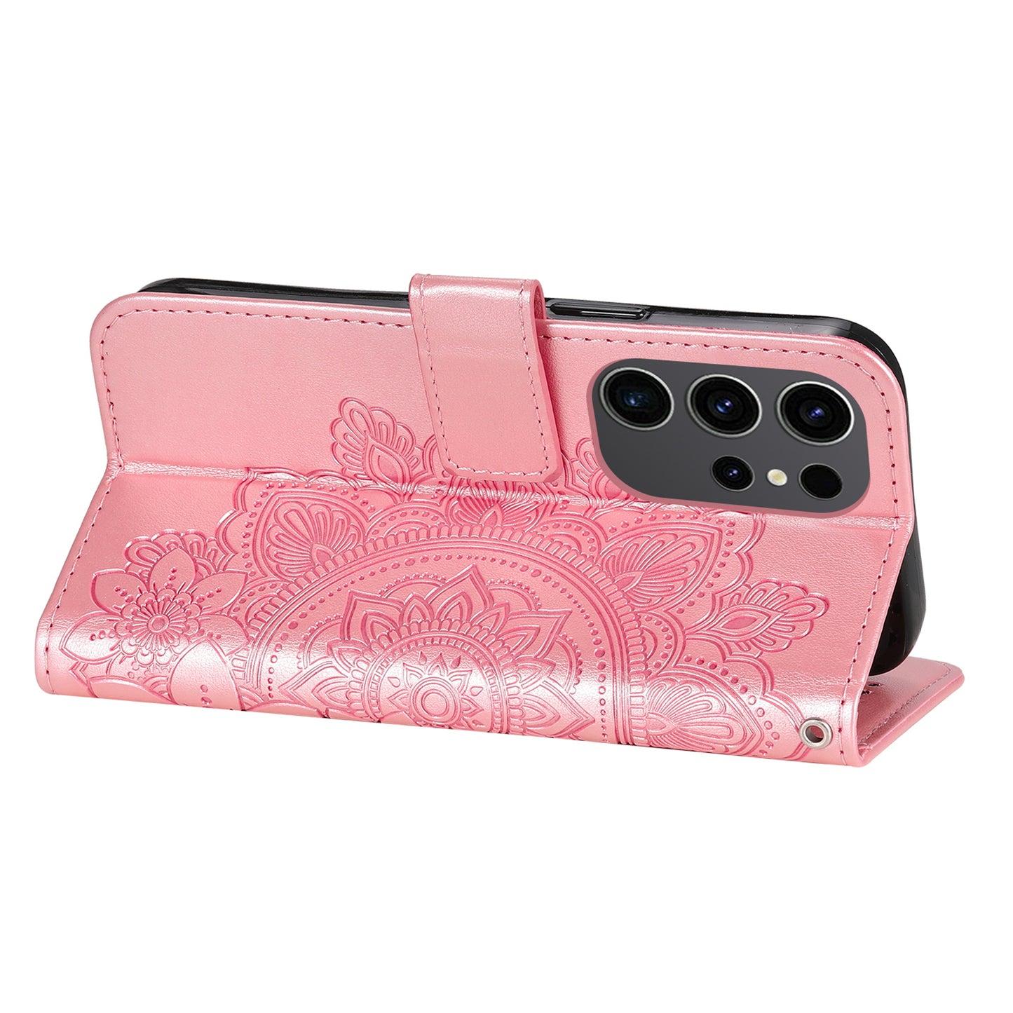 For Samsung Galaxy S24 Ultra Case Wallet PU Leather Magnetic Flip Folio Phone Cover - Pink