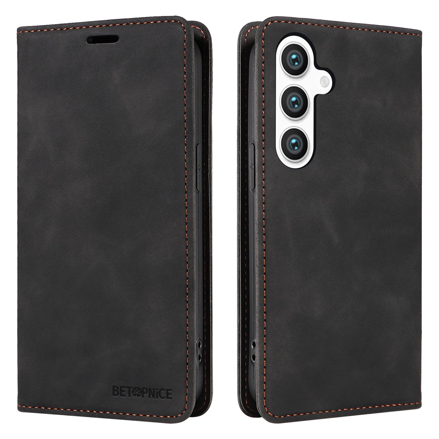 BETOPNICE 003 for Samsung Galaxy S24+ Case RFID Blocking Stand Leather Phone Cover - Black