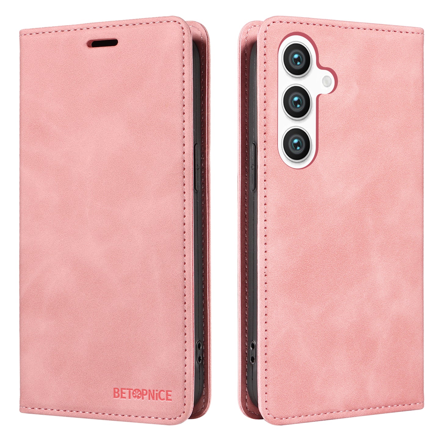BETOPNICE 003 for Samsung Galaxy S24+ Case RFID Blocking Stand Leather Phone Cover - Pink