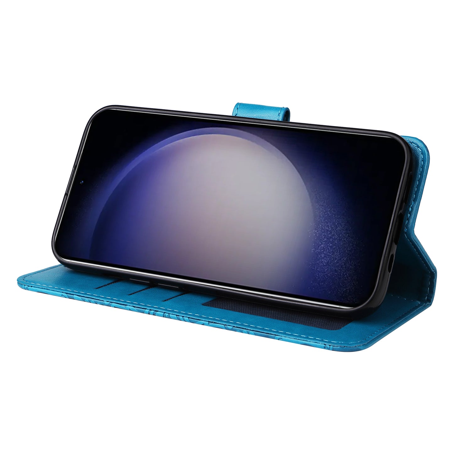 For Samsung Galaxy S24 Case Sunflower PU Leather Magnetic Flip Phone Cover - Blue