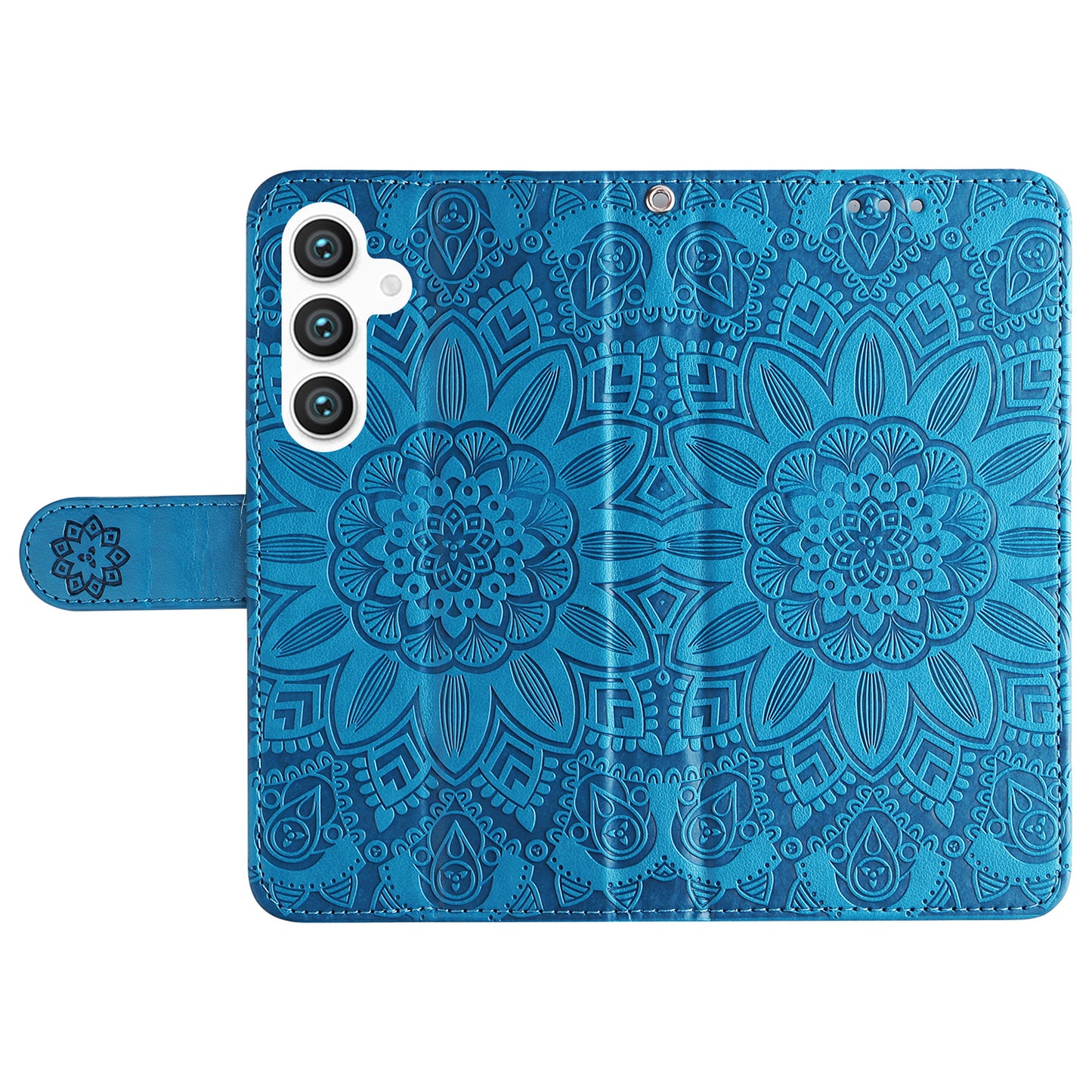 For Samsung Galaxy S24 Case Sunflower PU Leather Magnetic Flip Phone Cover - Blue