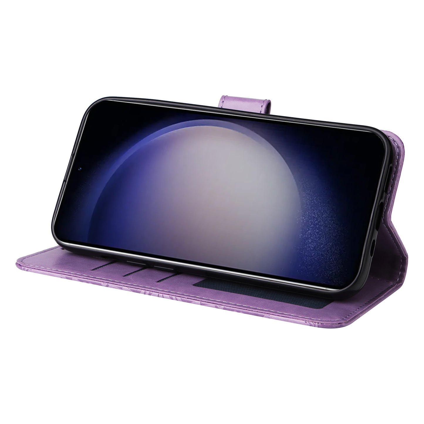 For Samsung Galaxy S24 Case Sunflower PU Leather Magnetic Flip Phone Cover - Purple