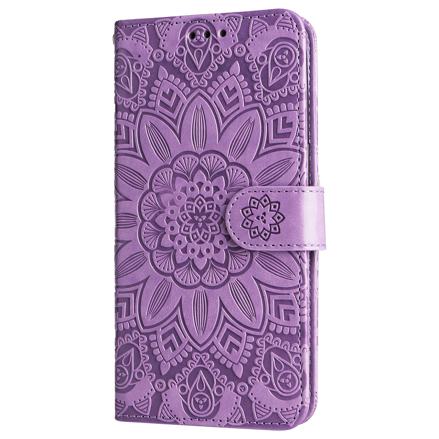 For Samsung Galaxy S24 Case Sunflower PU Leather Magnetic Flip Phone Cover - Purple