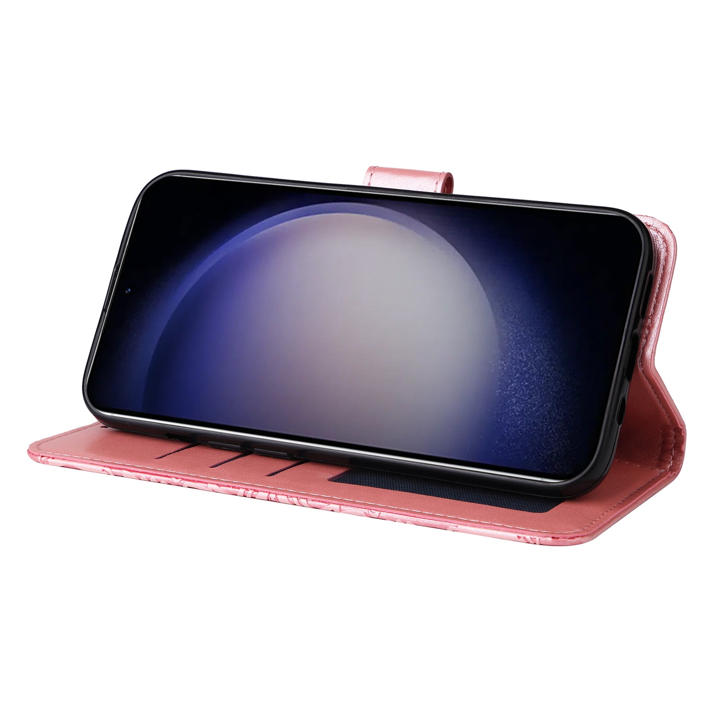 For Samsung Galaxy S24 Case Sunflower PU Leather Magnetic Flip Phone Cover - Pink