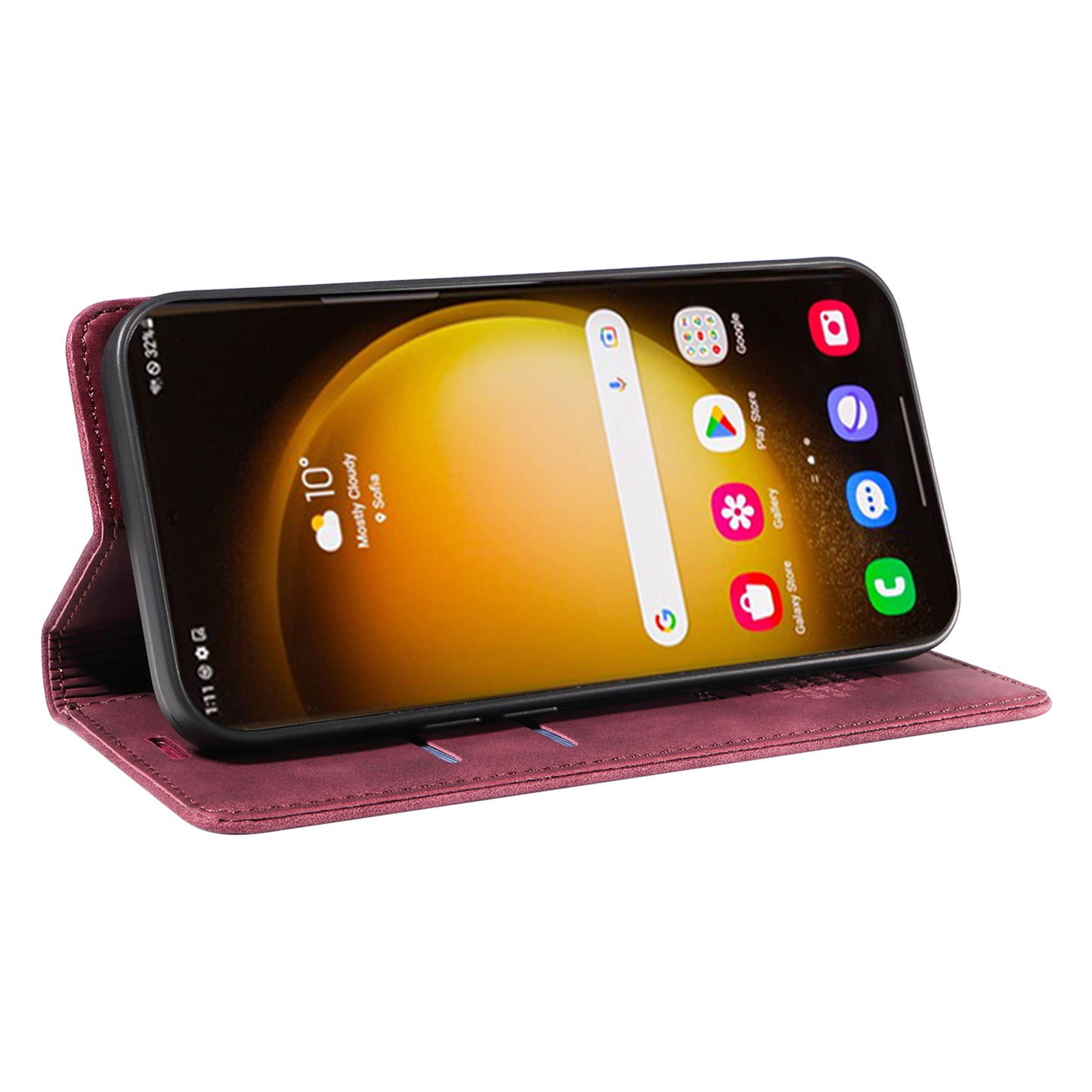 BETOPNICE 003 for Samsung Galaxy S24 Ultra Case Flip Wallet RFID Blocking Phone Cover - Red