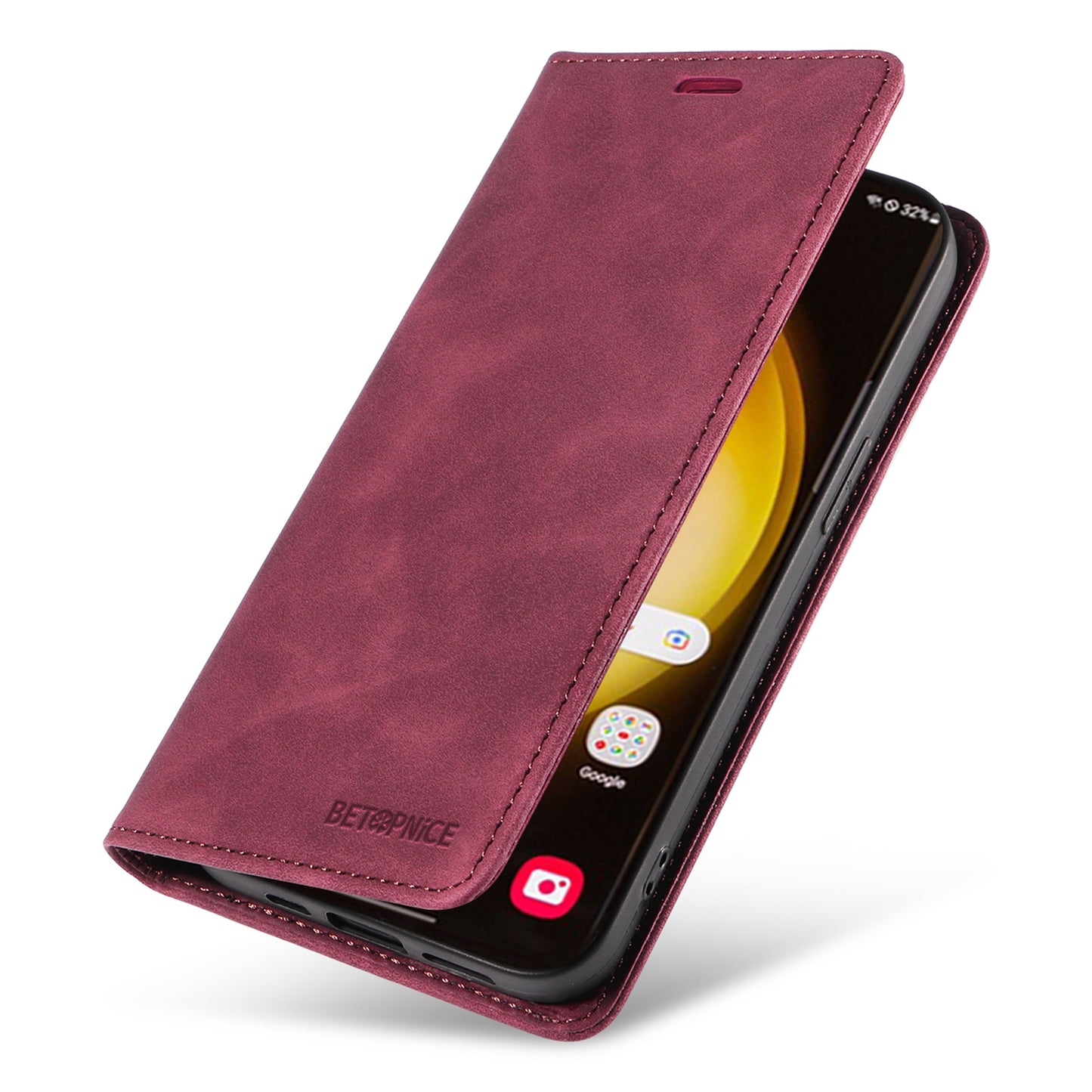 BETOPNICE 003 for Samsung Galaxy S24 Ultra Case Flip Wallet RFID Blocking Phone Cover - Red