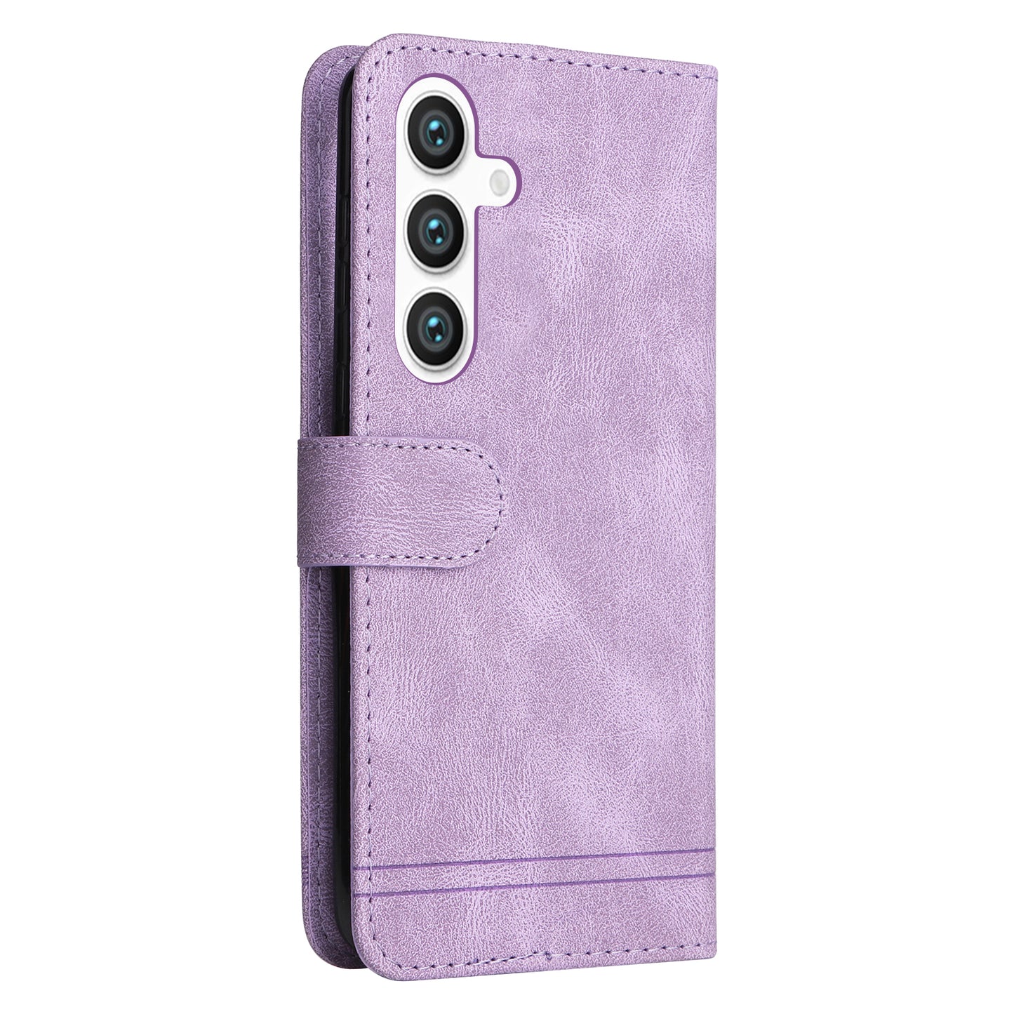 For Samsung Galaxy S24+ Case PU Leather Imprinted Flip Skin-touch Phone Cover - Purple