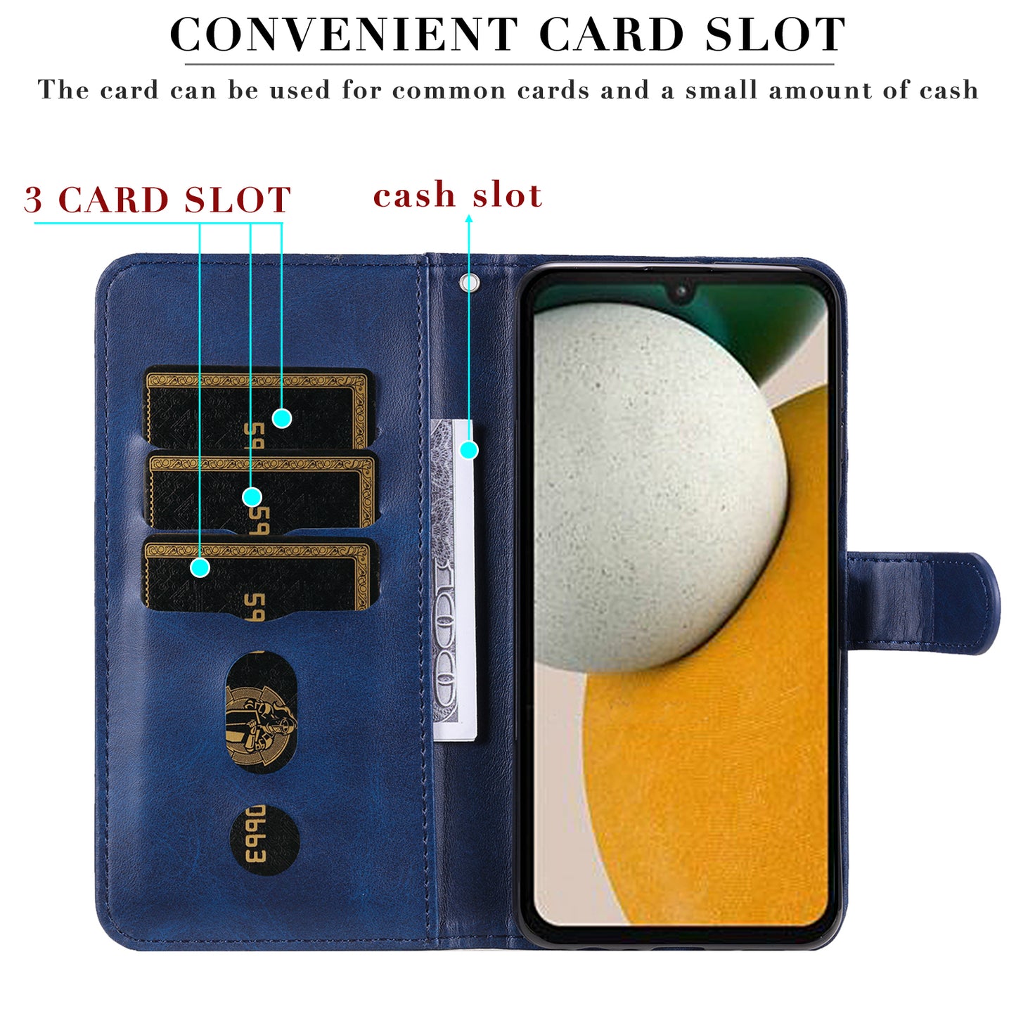 For Samsung Galaxy S24+ Case PU Leather Zipper Stand Folio Phone Cover - Blue